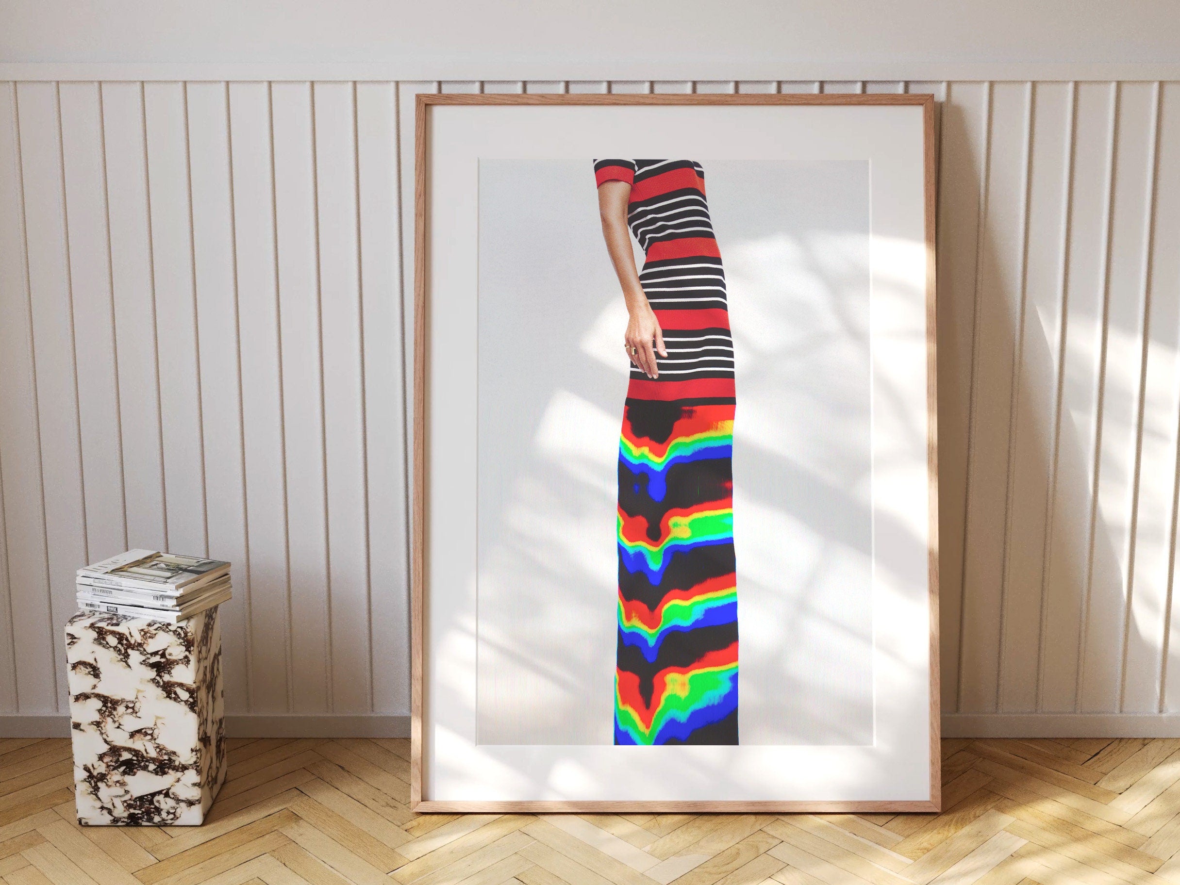 Trippy Altered Portrait Wall Art - Red and Black Glitch Photography Decor For Home, Office, Living, Dining Room | Untitled (65) Giclée Print