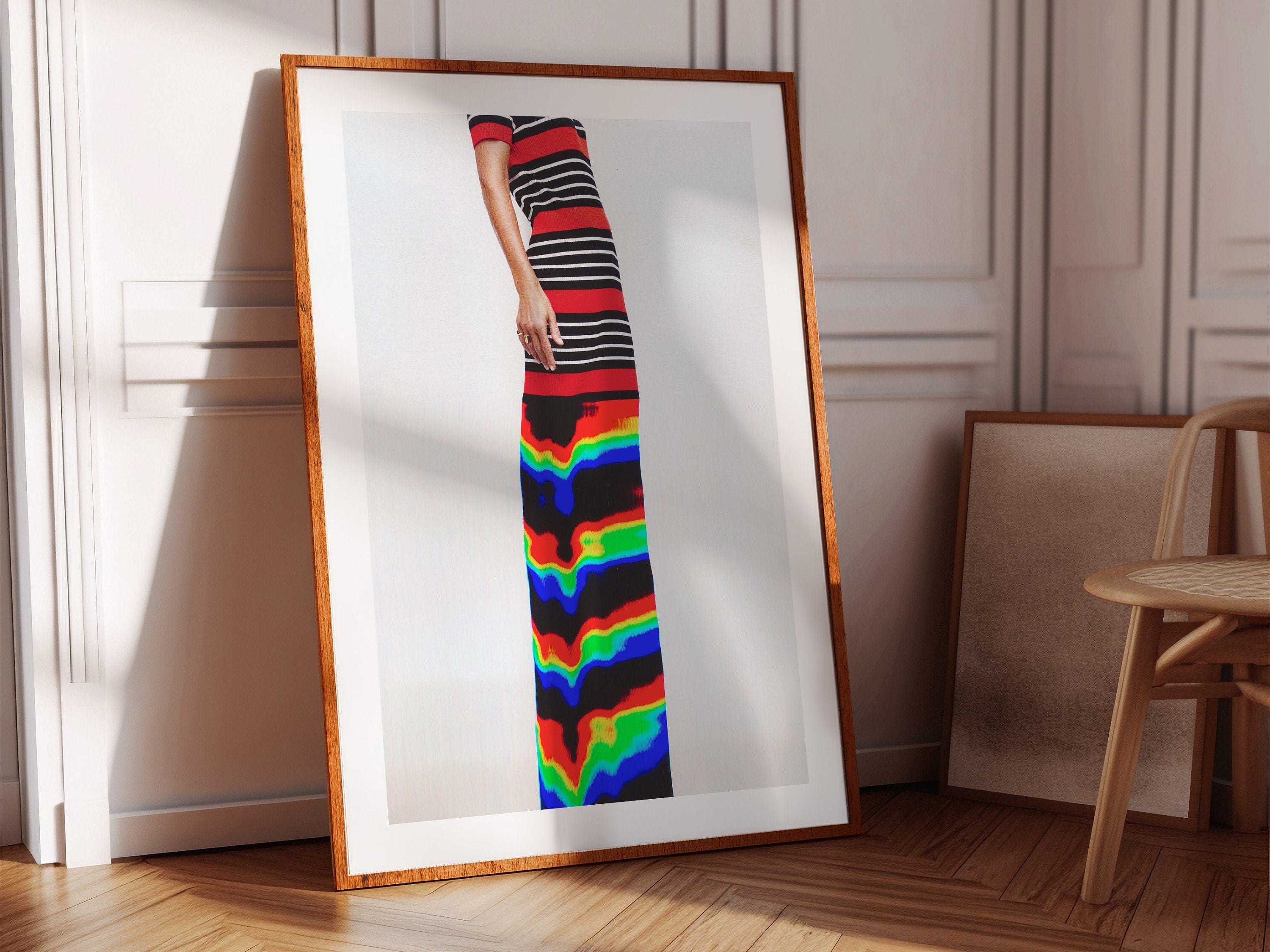 Trippy Altered Portrait Wall Art - Red and Black Glitch Photography Decor For Home, Office, Living, Dining Room | Untitled (65) Giclée Print