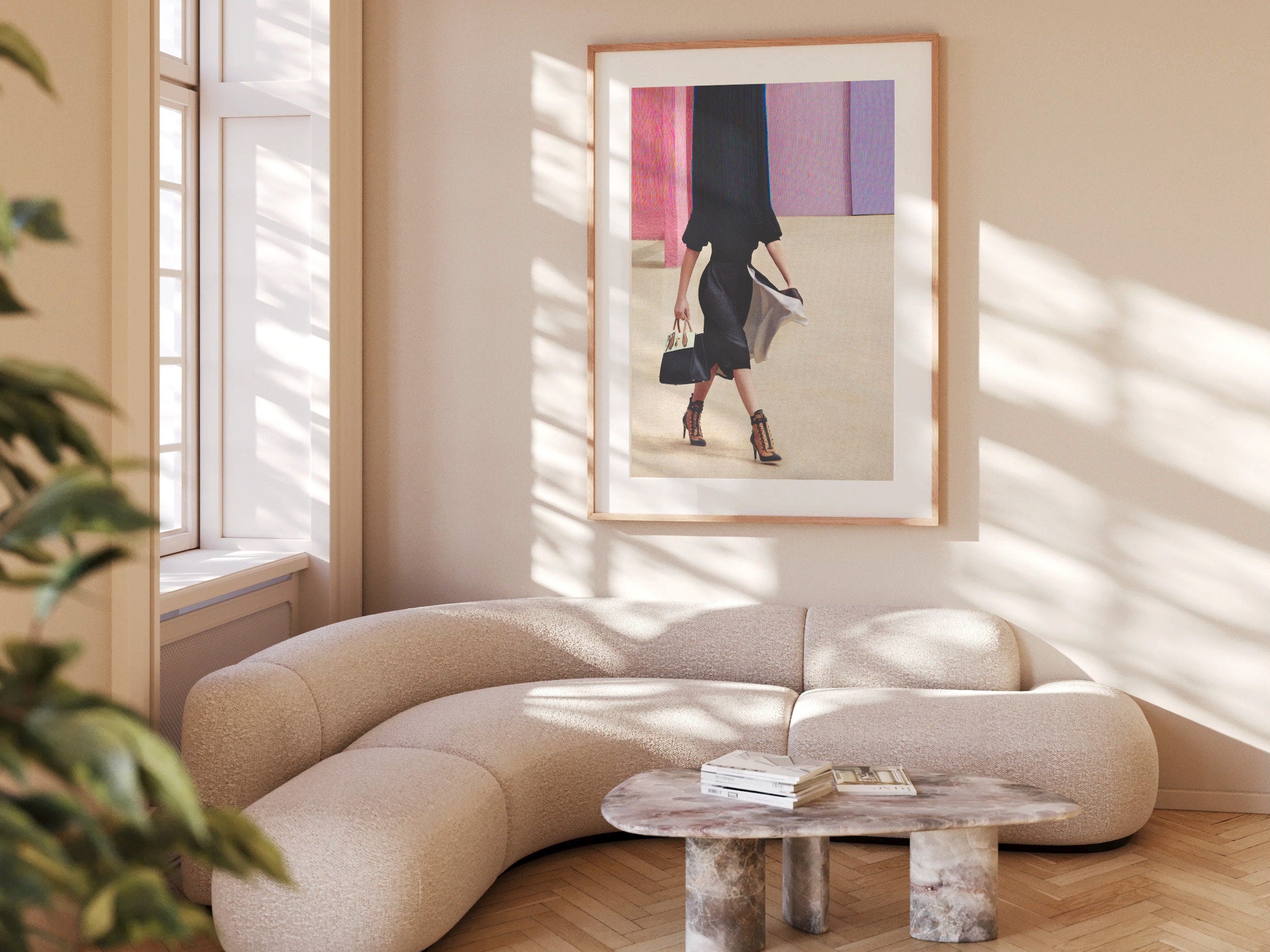 Surreal Altered Fashion Figure Walking - Elegant Minimalist Wall Art for Contemporary Home Decor | Untitled (78) Giclée Print