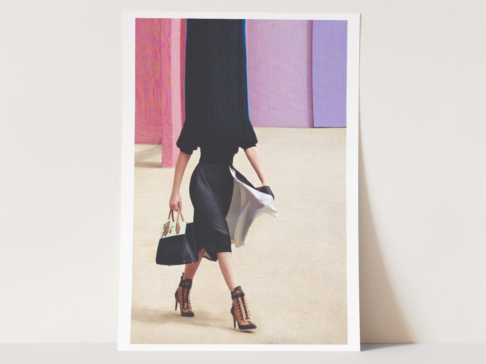 Surreal Altered Fashion Figure Walking - Elegant Minimalist Wall Art for Contemporary Home Decor | Untitled (78) Giclée Print