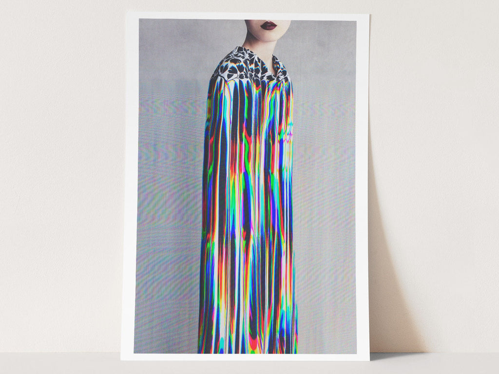 Trippy Altered Portrait Photo Rainbow Wall Art - Eclectic Fashion Decor for Home, Office, Living, Dining Room | Untitled (80) Giclée Print