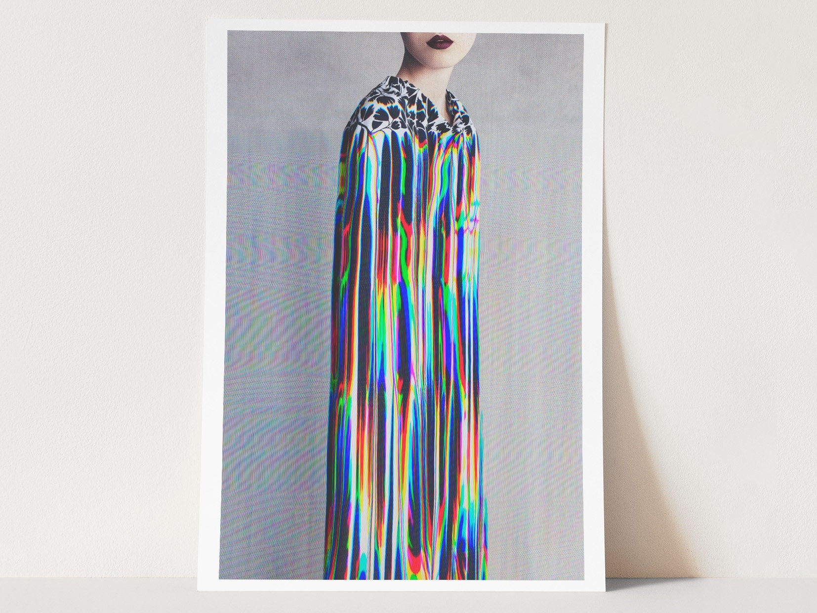 Trippy Altered Portrait Photo Rainbow Wall Art - Eclectic Fashion Decor for Home, Office, Living, Dining Room | Untitled (80) Giclée Print