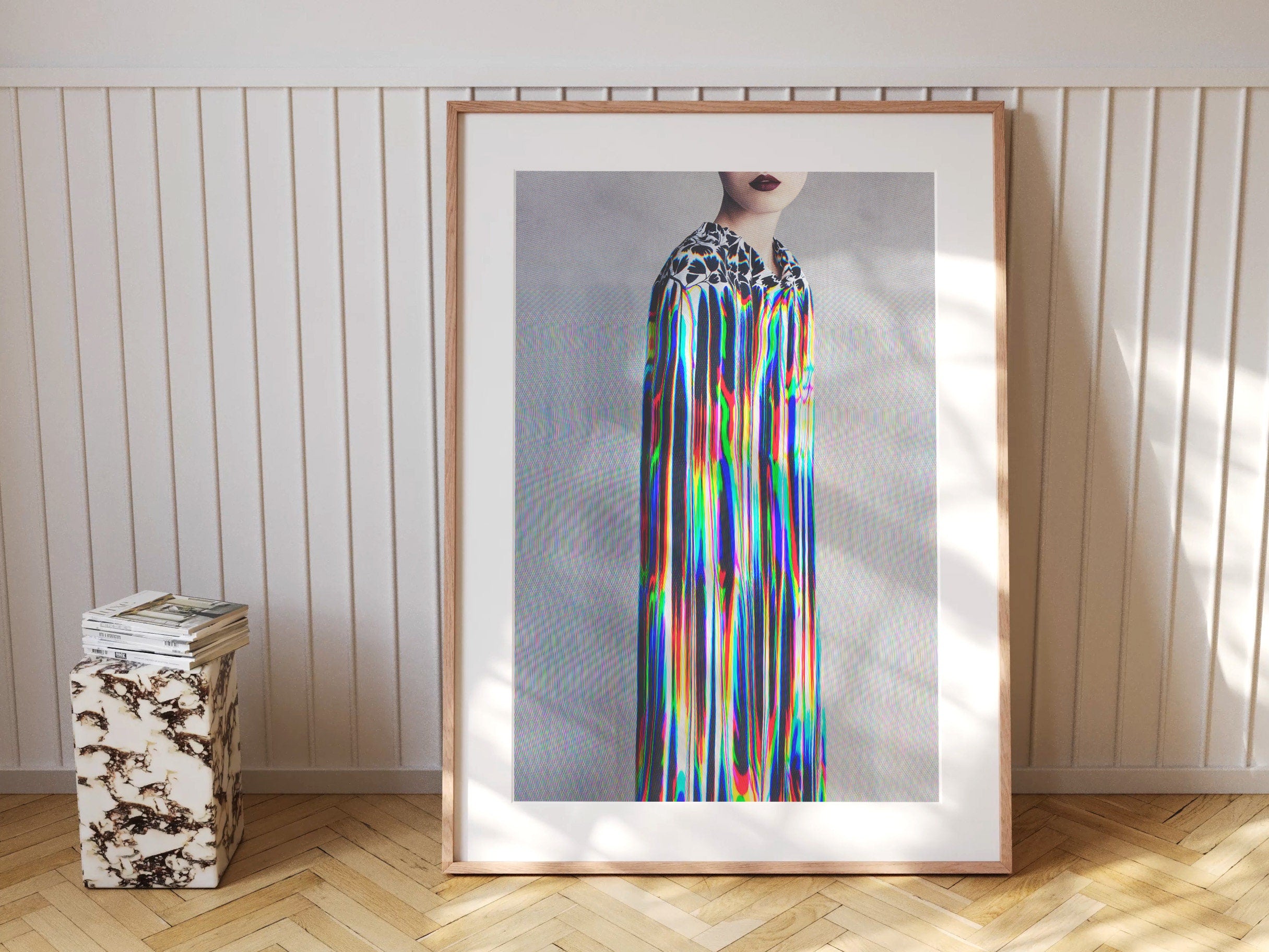 Trippy Altered Portrait Photo Rainbow Wall Art - Eclectic Fashion Decor for Home, Office, Living, Dining Room | Untitled (80) Giclée Print