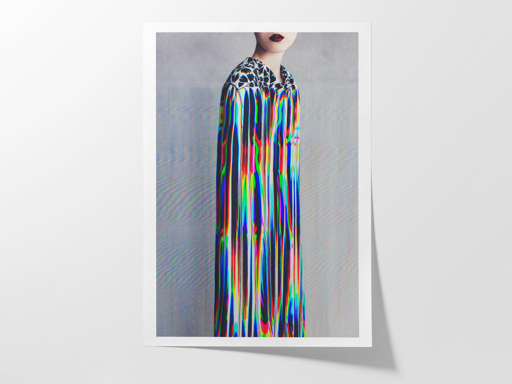 Trippy Altered Portrait Photo Rainbow Wall Art - Eclectic Fashion Decor for Home, Office, Living, Dining Room | Untitled (80) Giclée Print