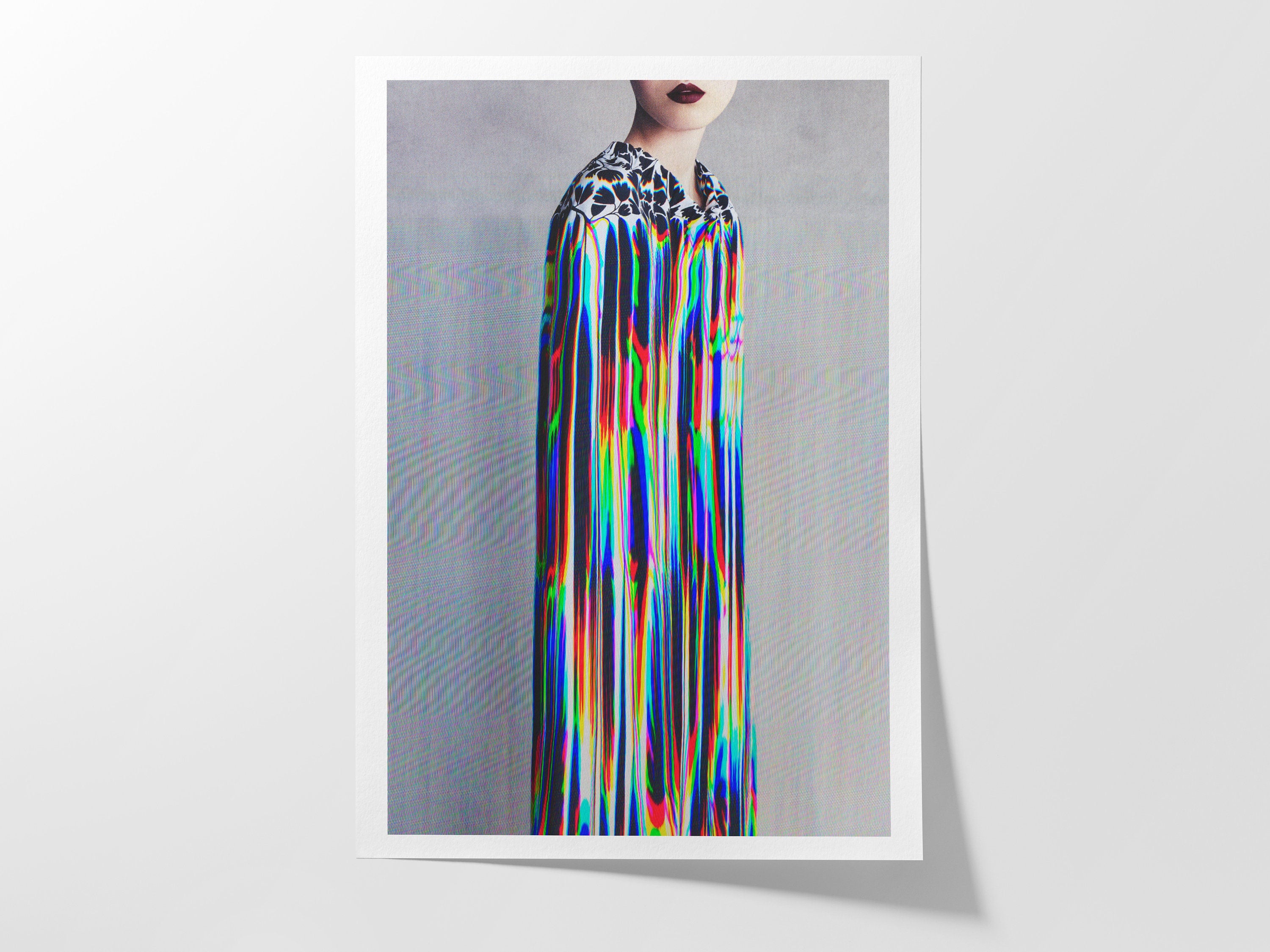 Trippy Altered Portrait Photo Rainbow Wall Art - Eclectic Fashion Decor for Home, Office, Living, Dining Room | Untitled (80) Giclée Print