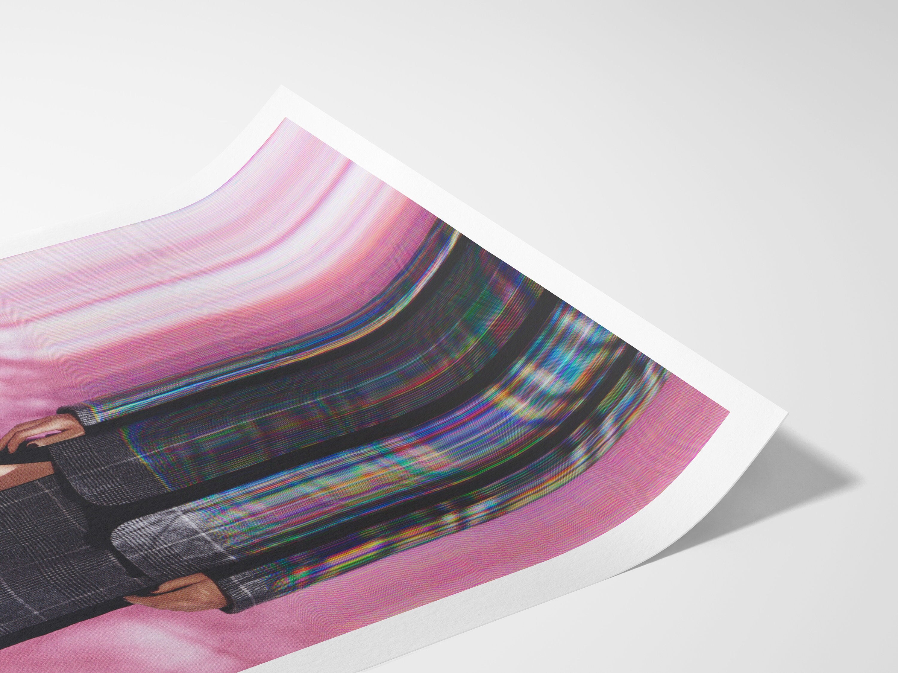 Chic Altered Fashion Portrait with Cat - Playful Surreal Wall Art for Contemporary Home Decor | Untitled (81) Giclée Print