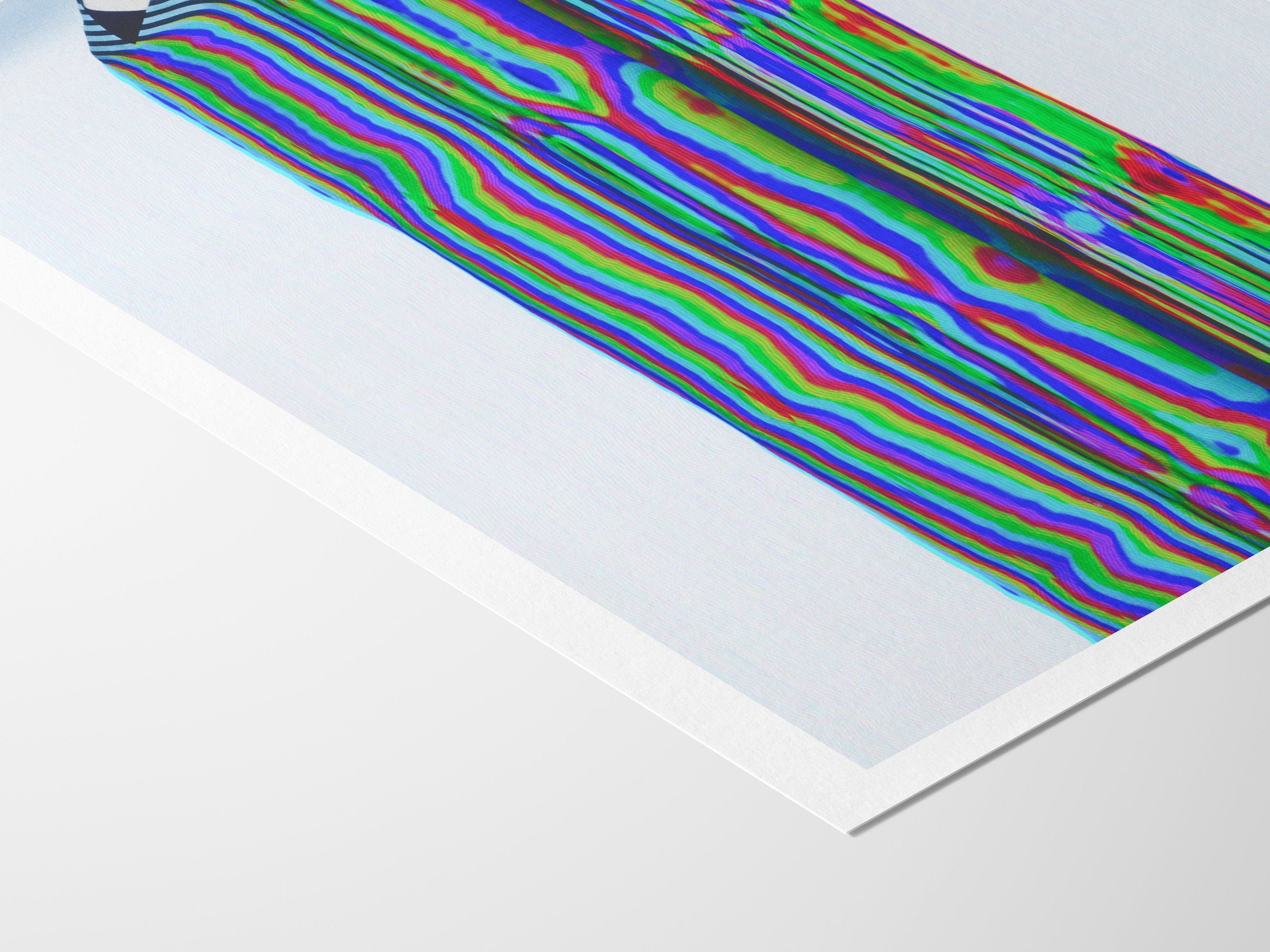 Psychedelic Striped Figure Art Print - Colorful Glitch Aesthetic for Modern Home Decor | Untitled (82) Giclée Print