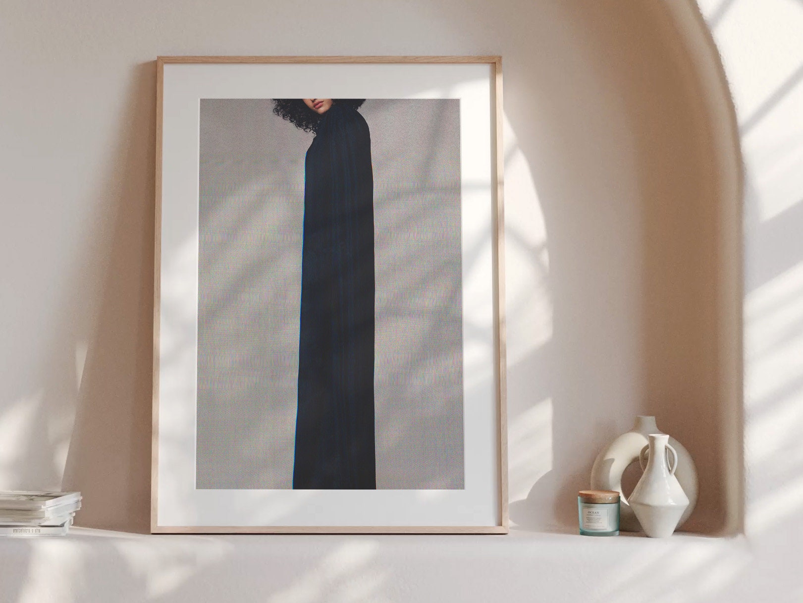 Ethereal Black Velvet Fashion Portrait - Surreal Minimalist Wall Art for Contemporary Home Decor | Untitled (85) Giclée Print