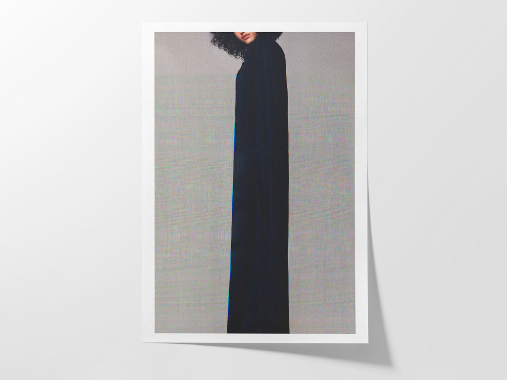 Ethereal Black Velvet Fashion Portrait - Surreal Minimalist Wall Art for Contemporary Home Decor | Untitled (85) Giclée Print