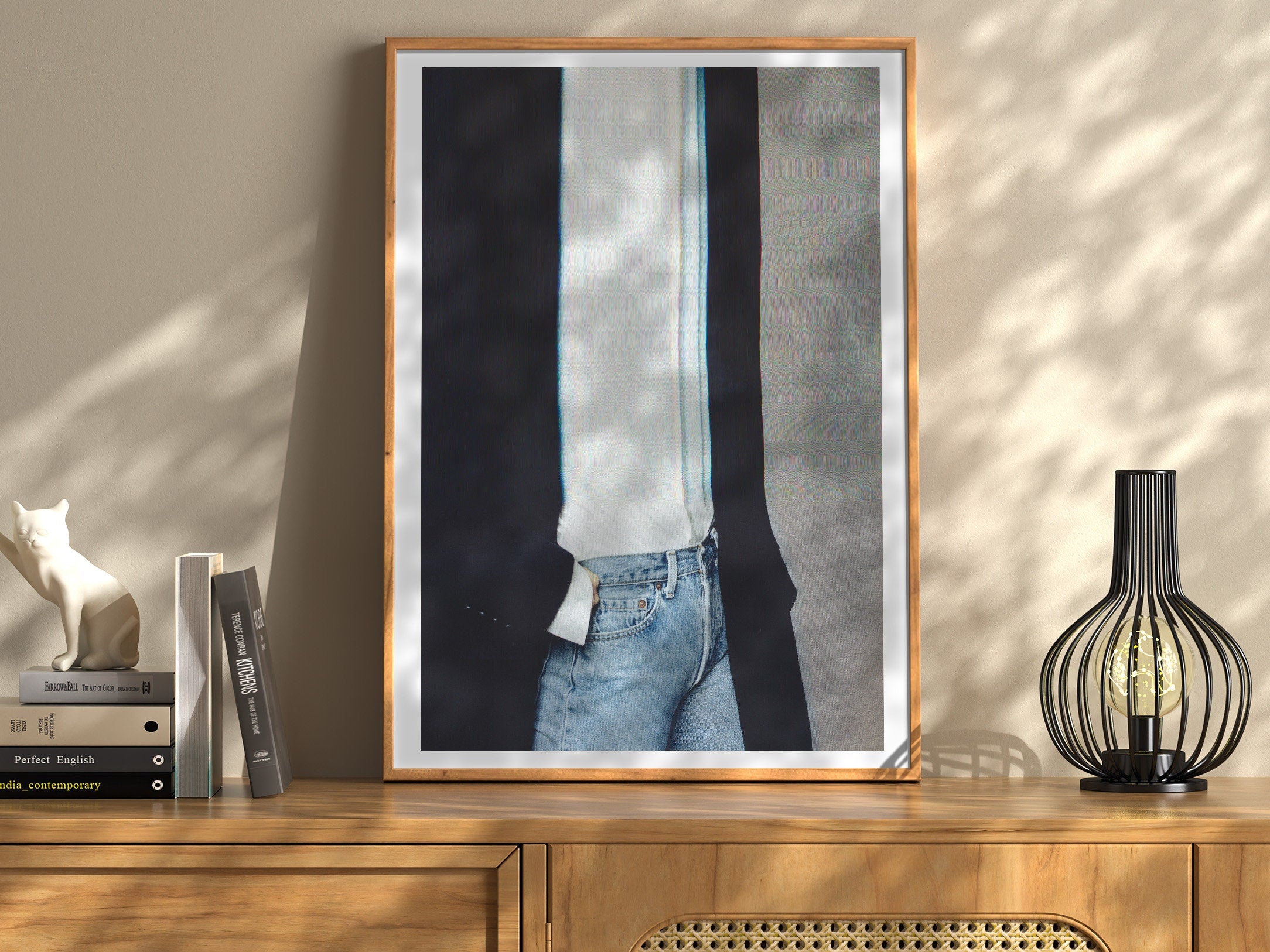 Woman in Blue Jeans Altered Photo Portrait Wall Art - Psychedelic Digital Wall Art for Home Decor | Untitled (86) Giclée Print