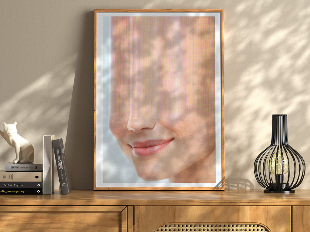 Smiling Woman Altered Portrait Photo - Cute Contemporary Wall Art for Home, Office, Living Room, Bedroom | Untitled (87) Giclée Print