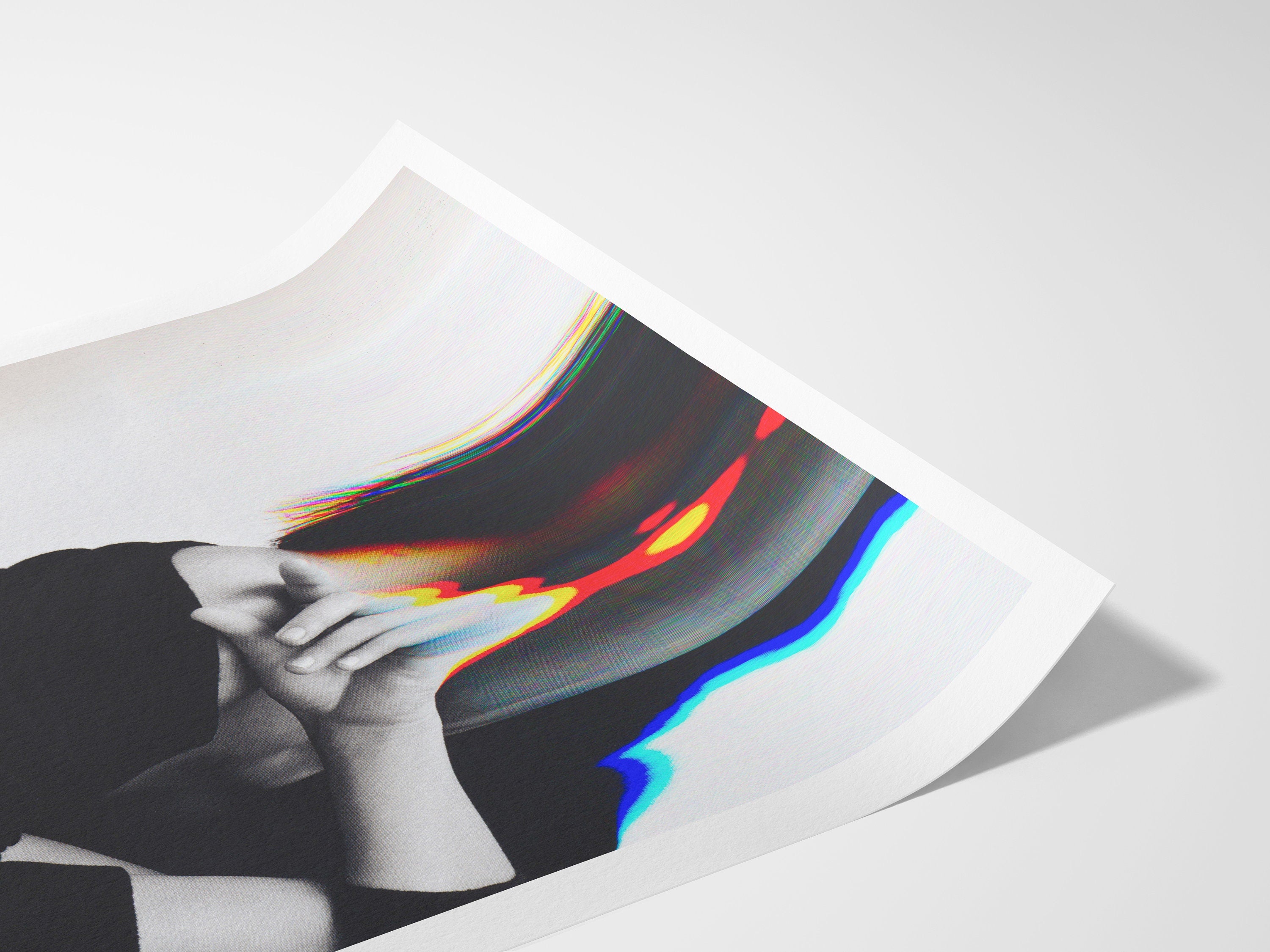 Surreal Black and White Altered Fashion Portrait - Modern Glitch Art for Contemporary Home Decor | Untitled (92) Giclée Print