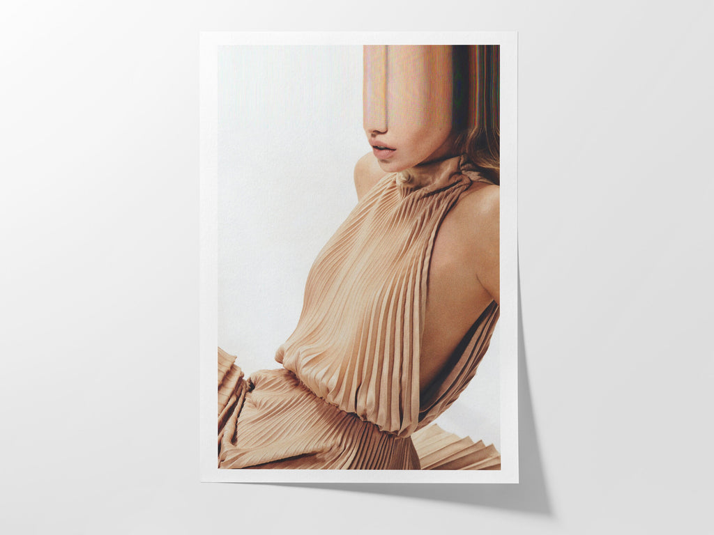 Surreal Altered Fashion Portrait Wall Art - Minimalist Beige Aesthetic for Contemporary Home Decor | Untitled (97) Giclée Print