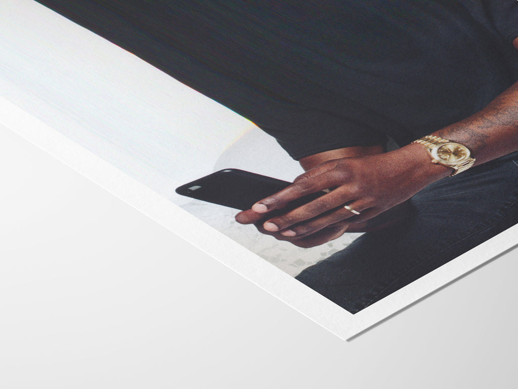 Surreal Altered Portrait of a Man with Phone - Unique Modern Wall Art for Living Room, Office Decor | Untitled (99) Giclée Print