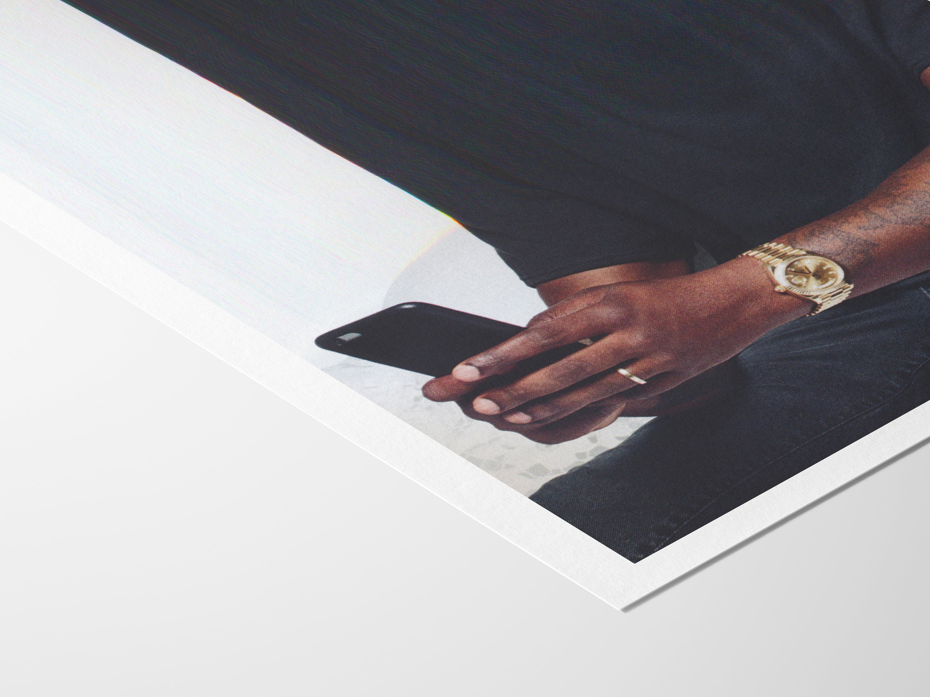 Surreal Altered Portrait of a Man with Phone - Unique Modern Wall Art for Living Room, Office Decor | Untitled (99) Giclée Print