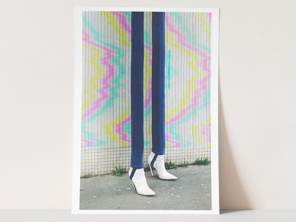 Trippy Altered Portrait Rainbow Wall Art - Eclectic Boho Fashion Decor for Home, Office, Living, Dining Room | Untitled (101) Giclée Print