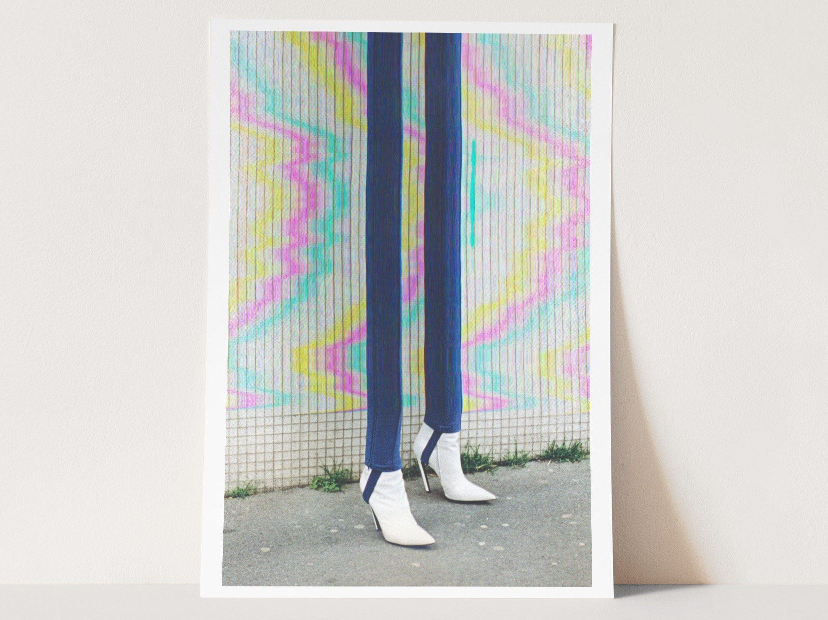 Trippy Altered Portrait Rainbow Wall Art - Eclectic Boho Fashion Decor for Home, Office, Living, Dining Room | Untitled (101) Giclée Print