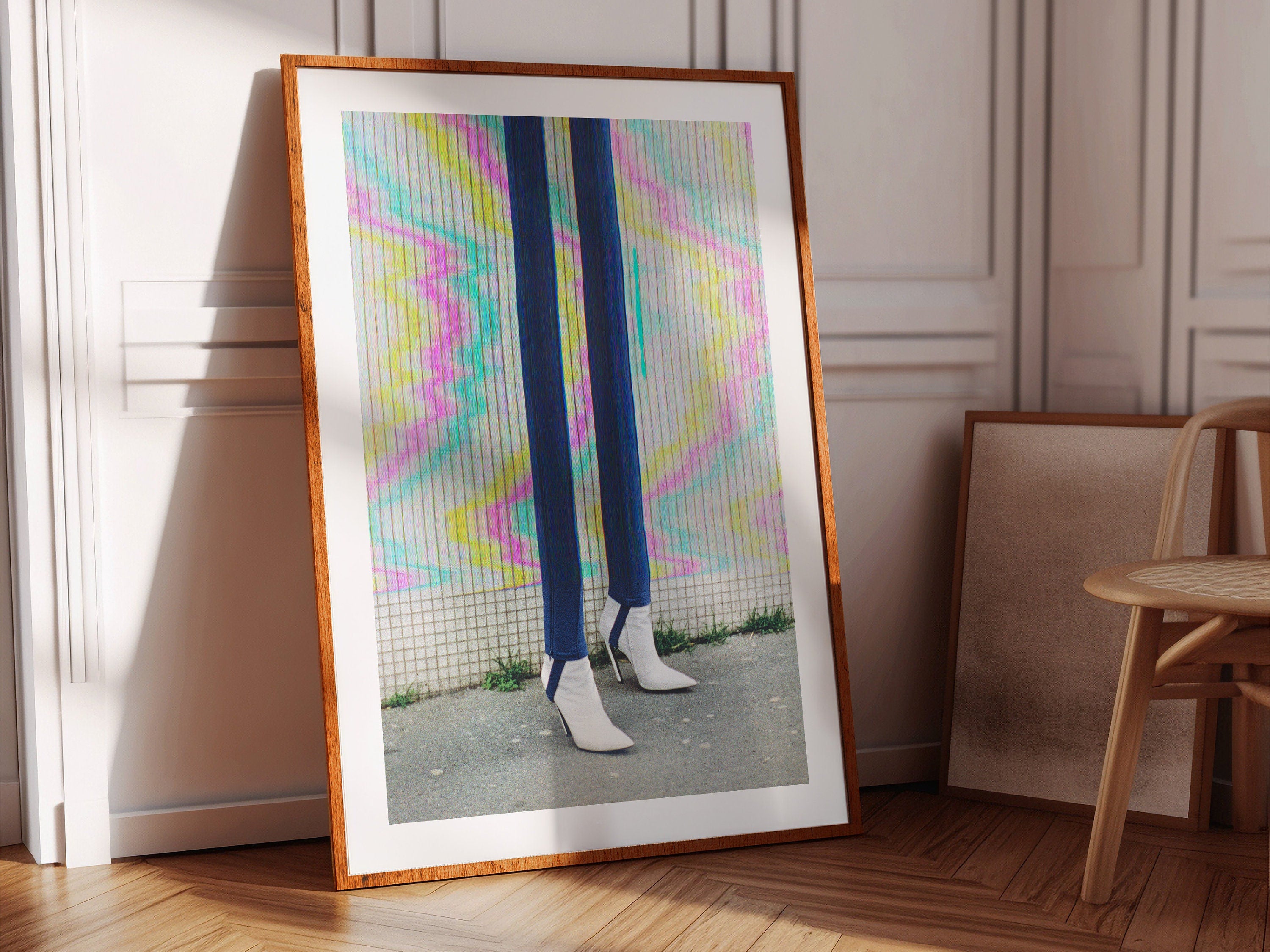 Trippy Altered Portrait Rainbow Wall Art - Eclectic Boho Fashion Decor for Home, Office, Living, Dining Room | Untitled (101) Giclée Print