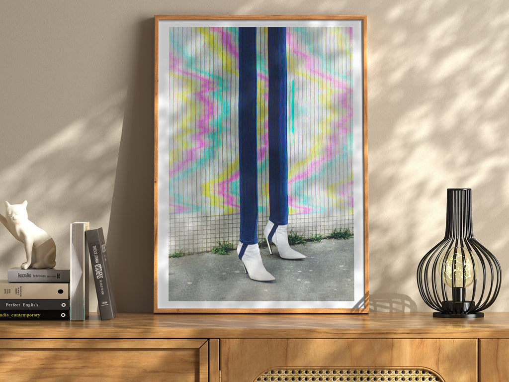 Trippy Altered Portrait Rainbow Wall Art - Eclectic Boho Fashion Decor for Home, Office, Living, Dining Room | Untitled (101) Giclée Print