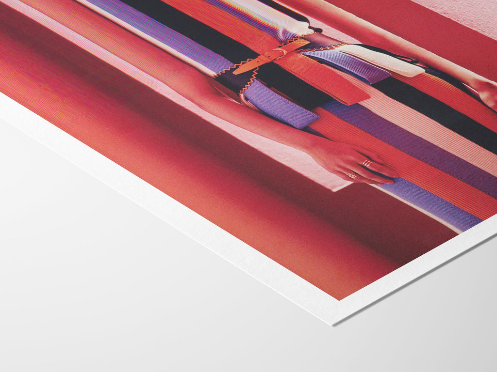 Vibrant Altered Fashion Portrait Wall Art - Colorful Striped Dress Decor for Modern Living Spaces | Untitled (102) Giclée Print