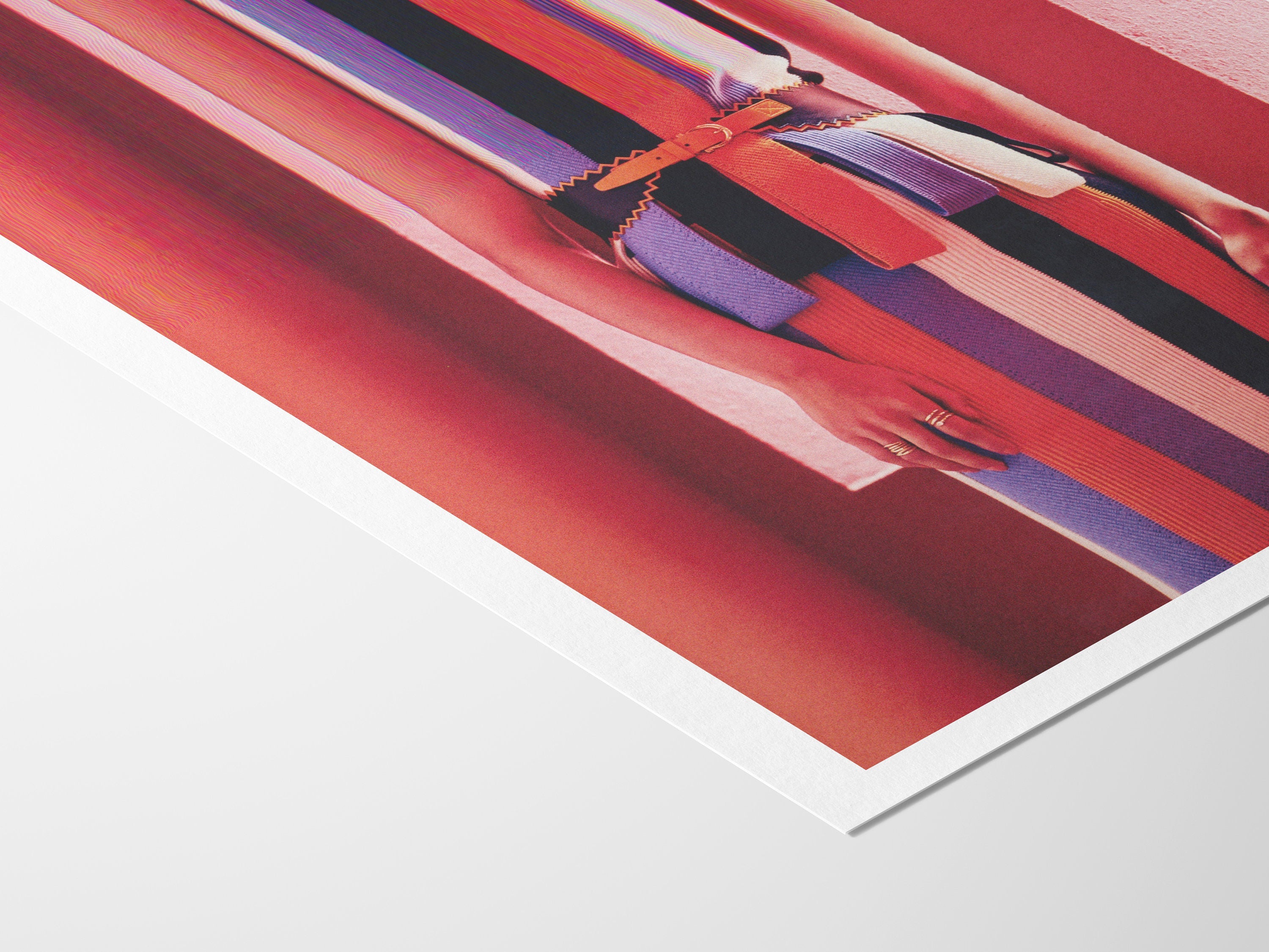 Vibrant Altered Fashion Portrait Wall Art - Colorful Striped Dress Decor for Modern Living Spaces | Untitled (102) Giclée Print