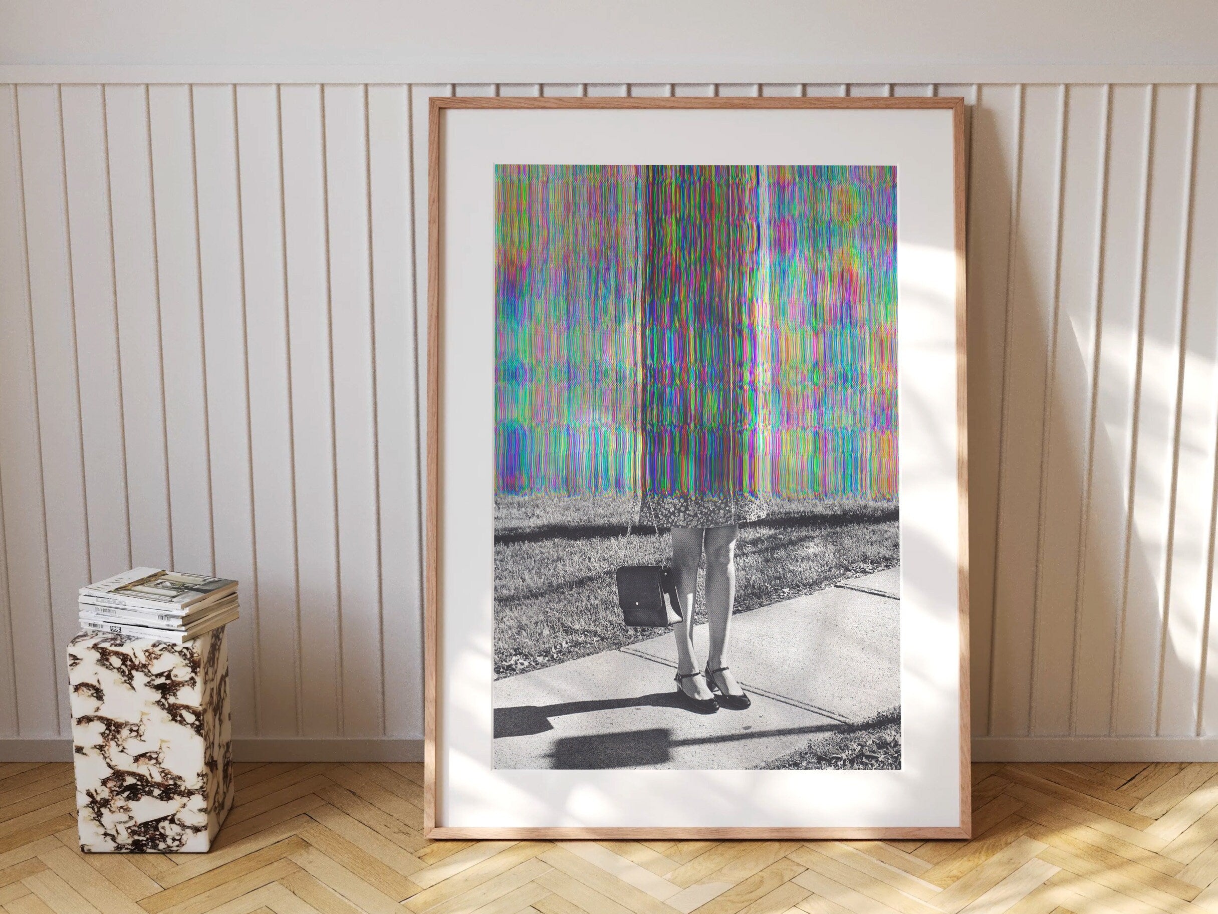 Glitch Art Fashion Statement - Surreal Colorful Alteration of Vintage Elegance for Contemporary Home Decor | Untitled (103) Giclée Print