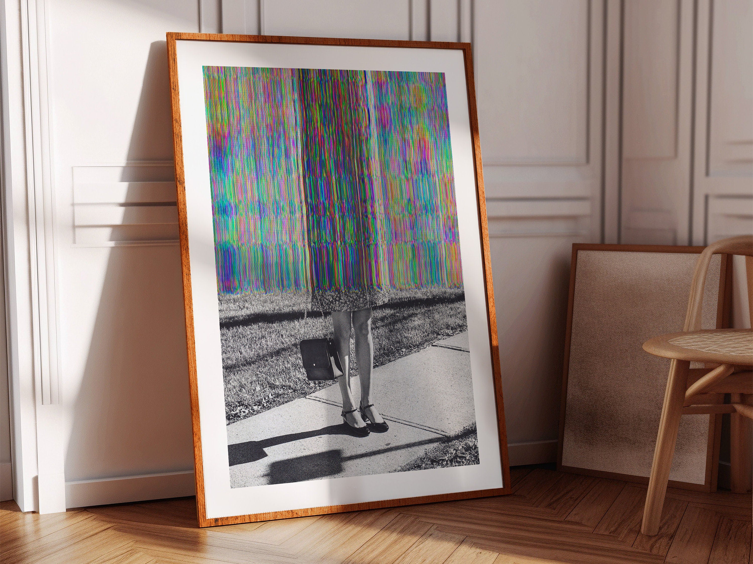 Glitch Art Fashion Statement - Surreal Colorful Alteration of Vintage Elegance for Contemporary Home Decor | Untitled (103) Giclée Print