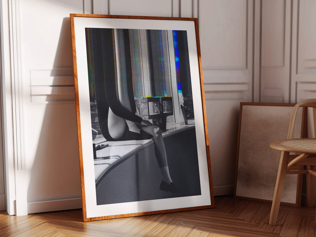 Altered Black and White Portrait Photo Wall Art - Feminine Minimal Aesthetic Decor for Home, Office, Bedroom | Untitled (105) Giclée Print