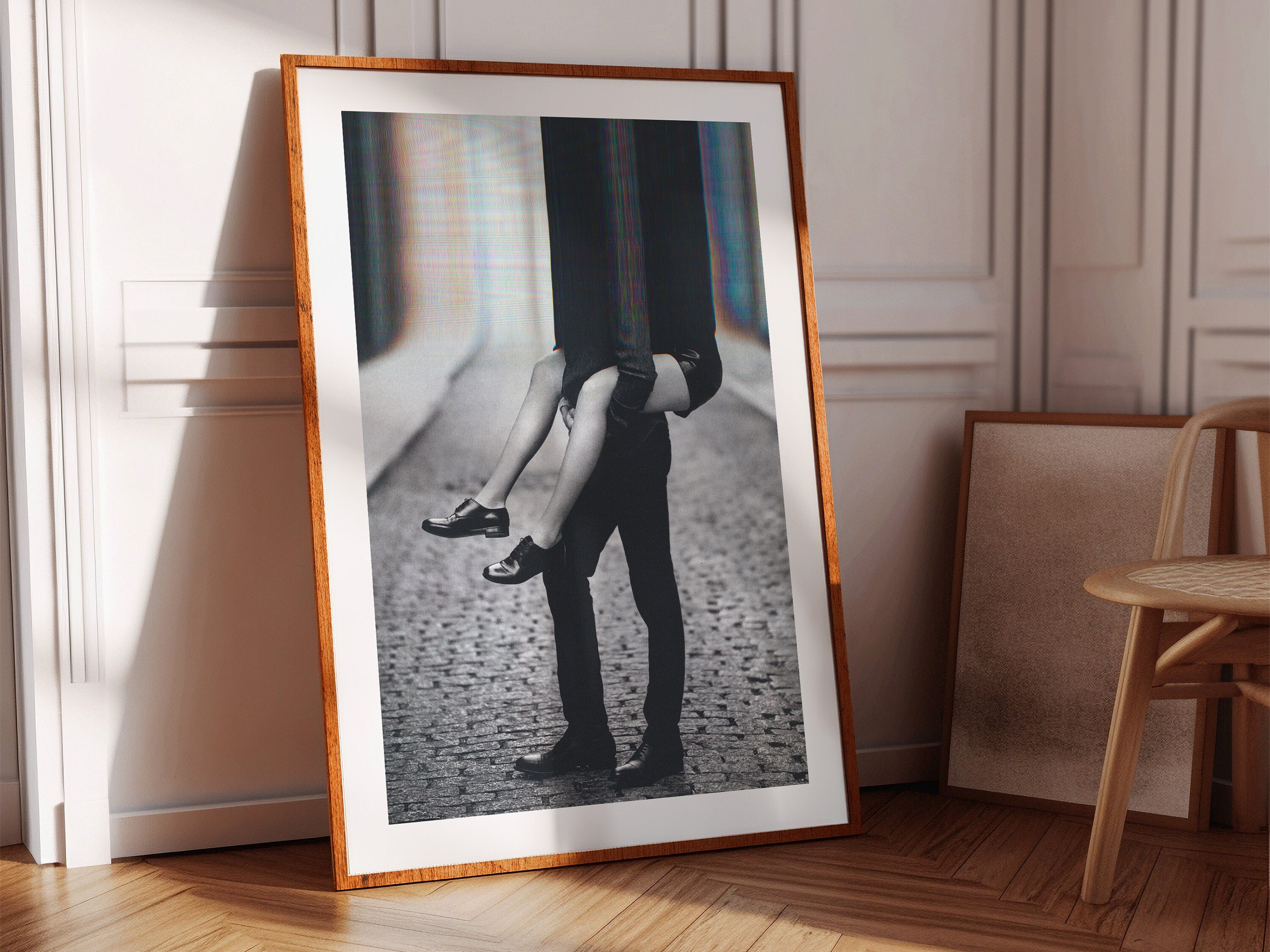 Black and White Altered Couples Portrait Photo Wall Art - Cute Romantic Decor for Home, Bedroom, Living Room | Untitled (106) Giclée Print