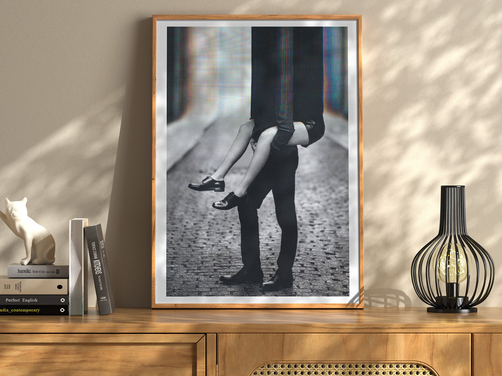 Black and White Altered Couples Portrait Photo Wall Art - Cute Romantic Decor for Home, Bedroom, Living Room | Untitled (106) Giclée Print