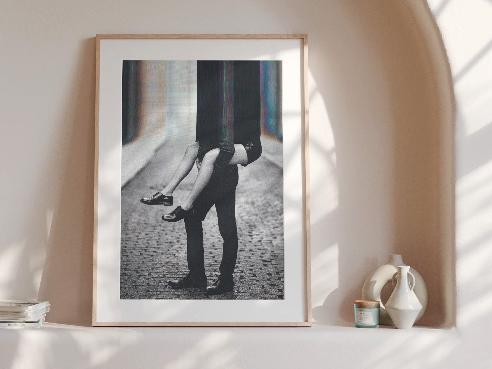 Black and White Altered Couples Portrait Photo Wall Art - Cute Romantic Decor for Home, Bedroom, Living Room | Untitled (106) Giclée Print