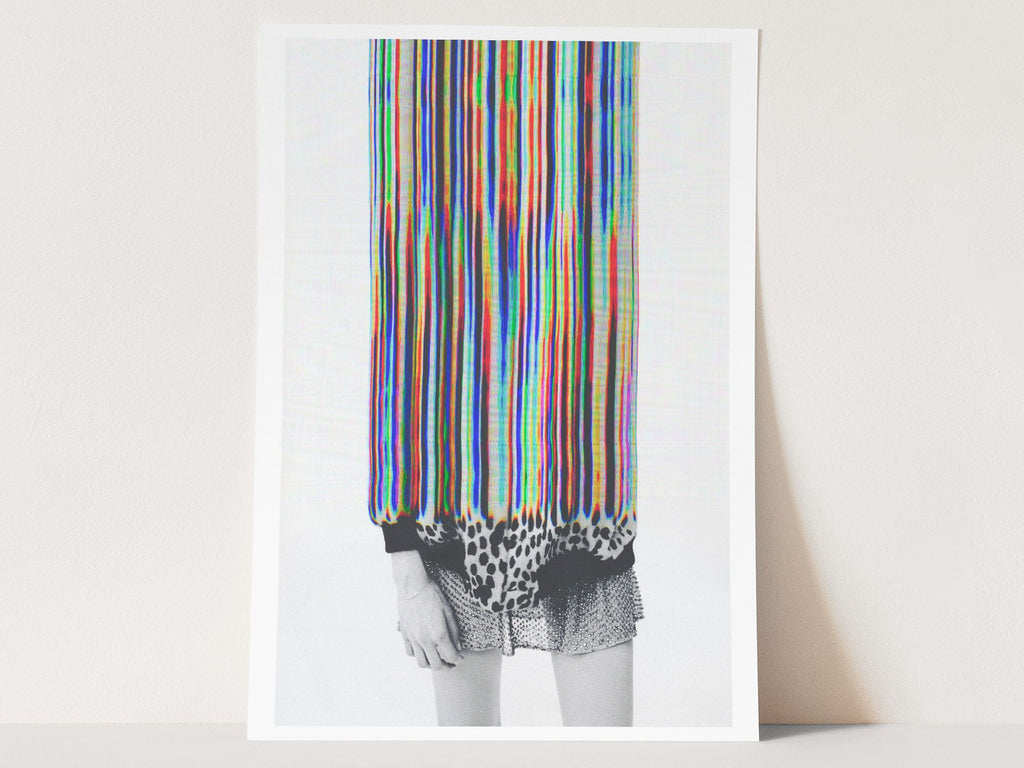 Trippy Altered Portrait Rainbow Wall Art - Eclectic Boho Fashion Decor for Home, Office, Living, Dining Room | Untitled (107) Giclée Print