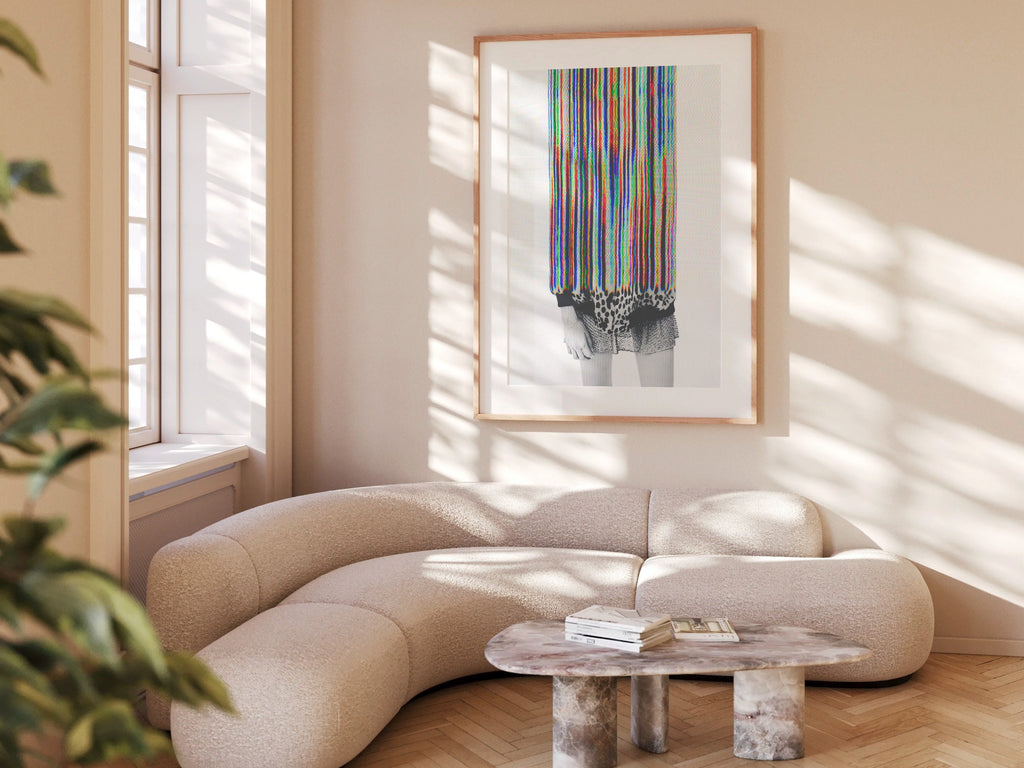 Trippy Altered Portrait Rainbow Wall Art - Eclectic Boho Fashion Decor for Home, Office, Living, Dining Room | Untitled (107) Giclée Print