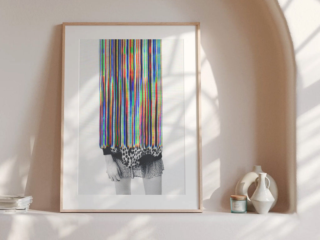 Trippy Altered Portrait Rainbow Wall Art - Eclectic Boho Fashion Decor for Home, Office, Living, Dining Room | Untitled (107) Giclée Print