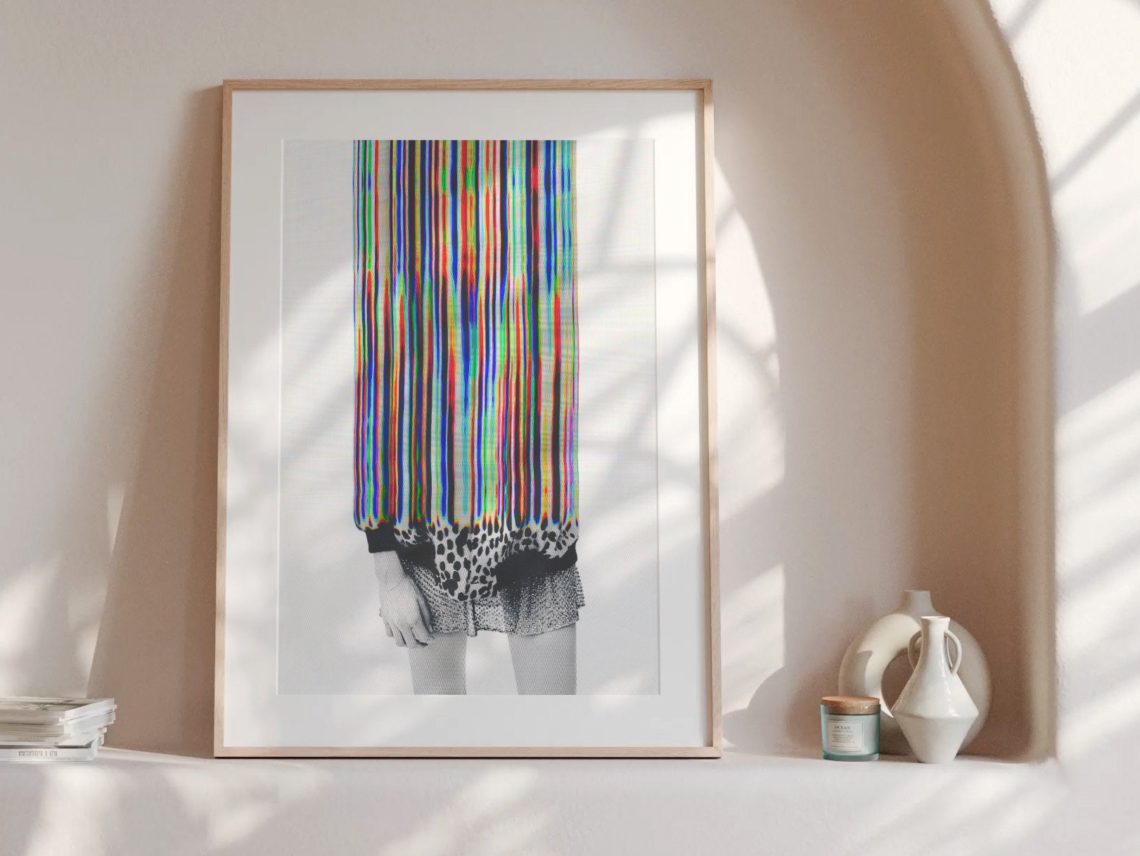 Trippy Altered Portrait Rainbow Wall Art - Eclectic Boho Fashion Decor for Home, Office, Living, Dining Room | Untitled (107) Giclée Print