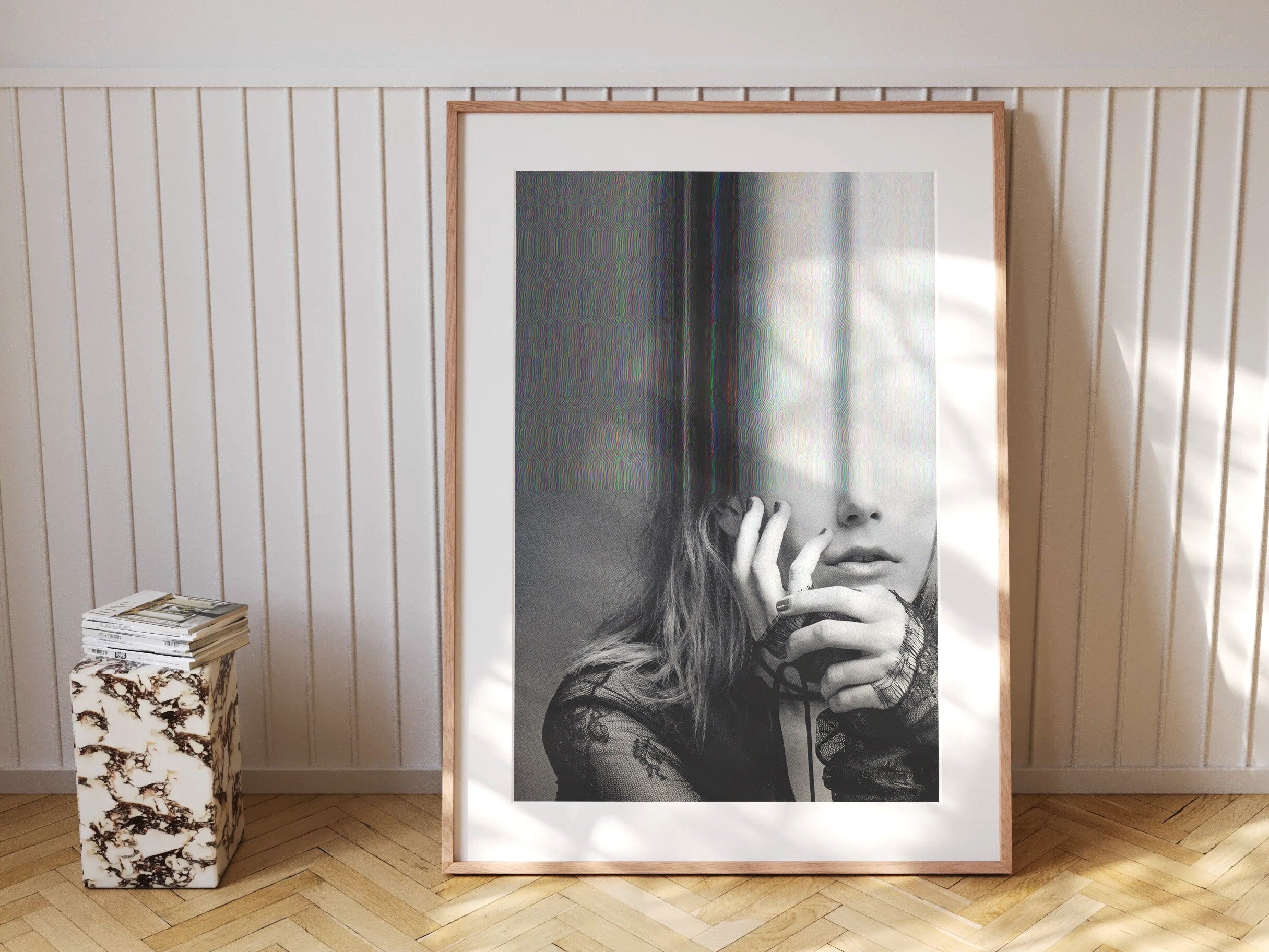 Surreal Black and White Altered Portrait Art - Unique Glitch Aesthetic Wall Decor for Home or Office | Untitled (127) Giclée Print