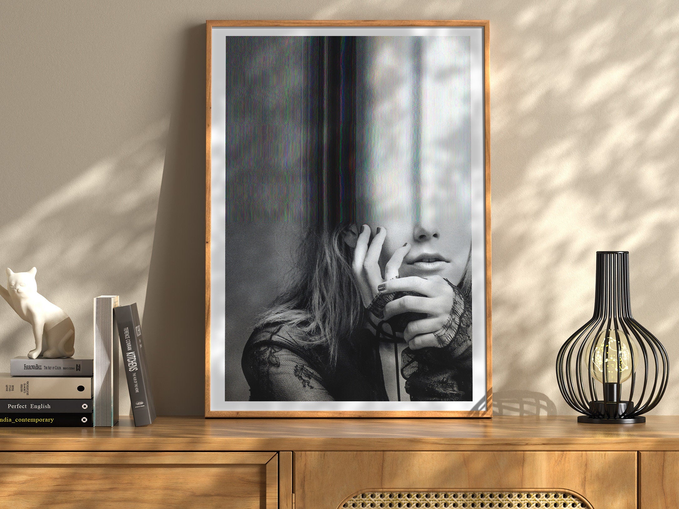 Surreal Black and White Altered Portrait Art - Unique Glitch Aesthetic Wall Decor for Home or Office | Untitled (127) Giclée Print