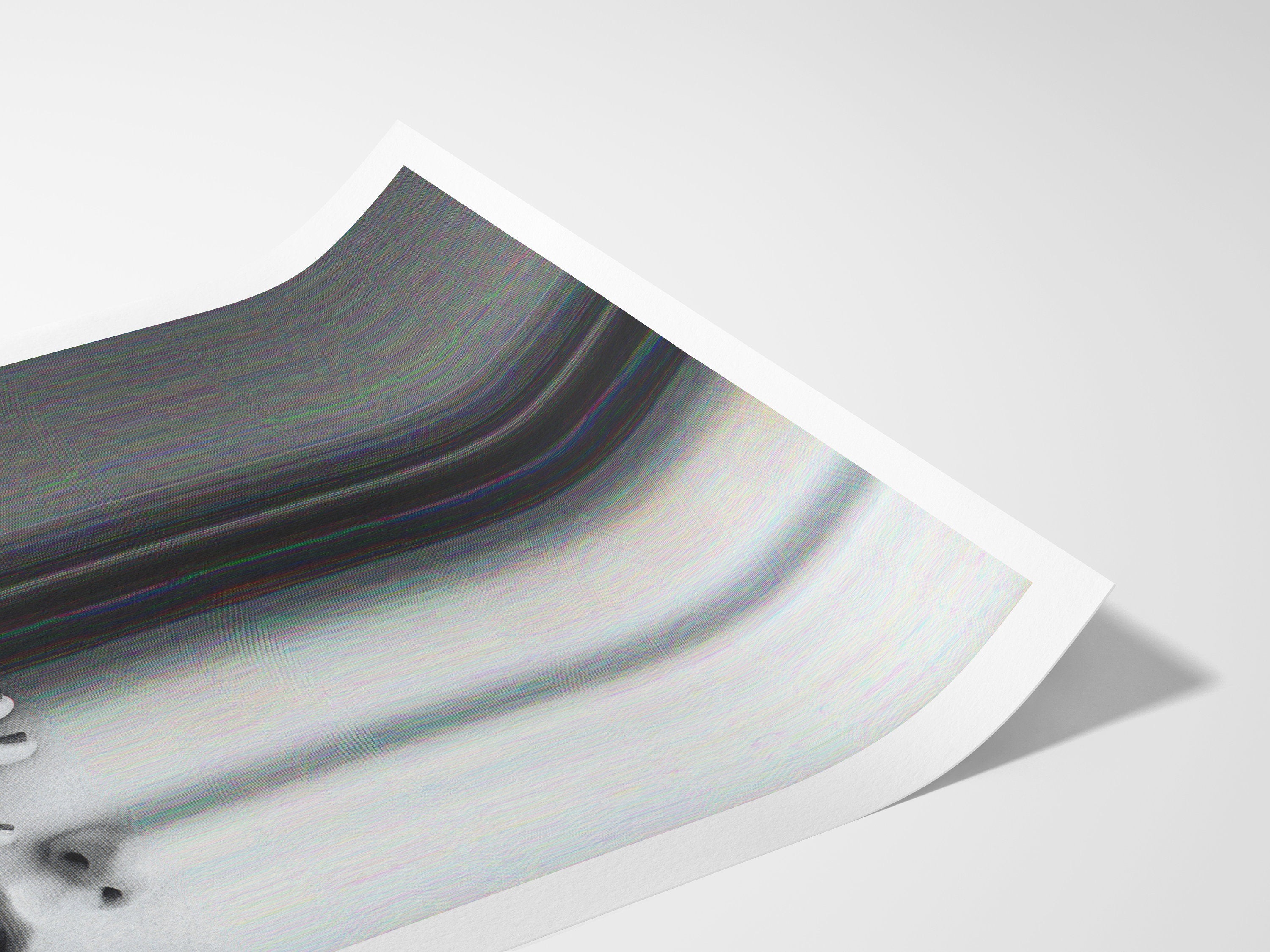 Surreal Black and White Altered Portrait Art - Unique Glitch Aesthetic Wall Decor for Home or Office | Untitled (127) Giclée Print