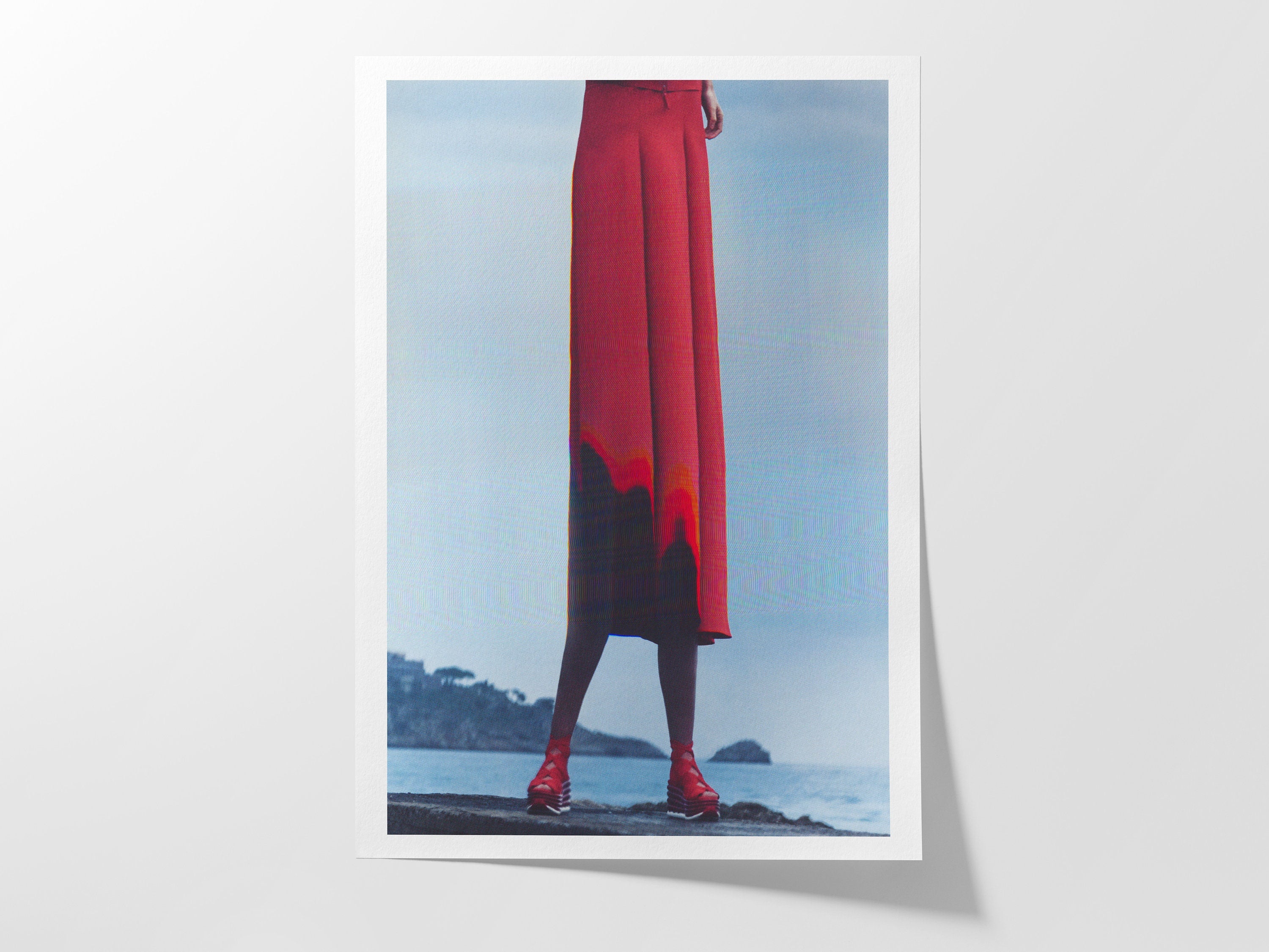 Striking Red Fashion Statement Wall Art - Bold Minimalist Decor for Living Room, Bedroom, or Office | Untitled (133) Giclée Print
