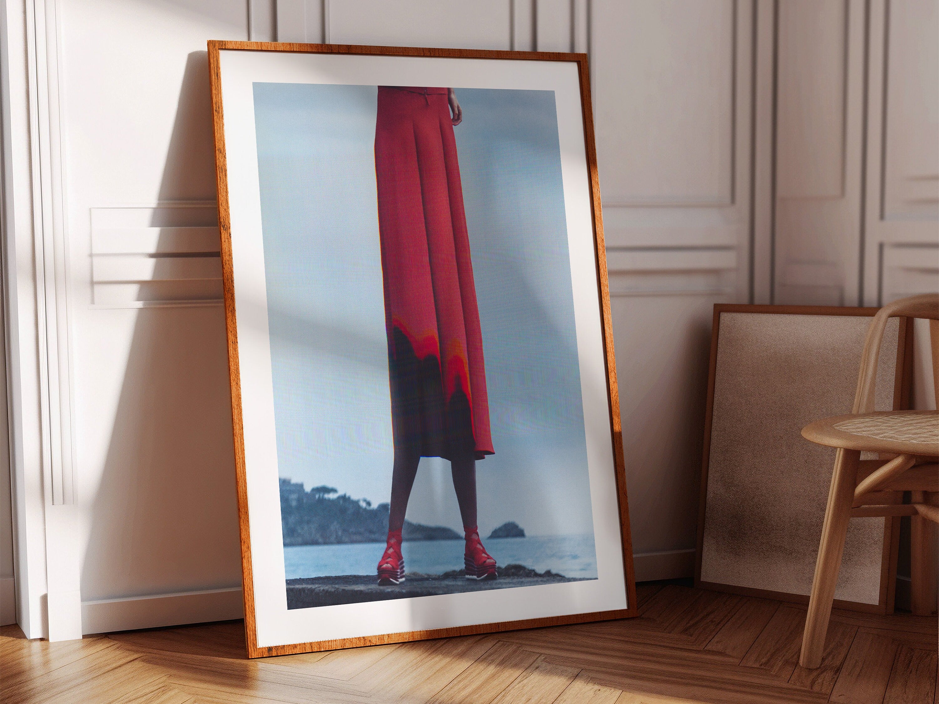 Striking Red Fashion Statement Wall Art - Bold Minimalist Decor for Living Room, Bedroom, or Office | Untitled (133) Giclée Print