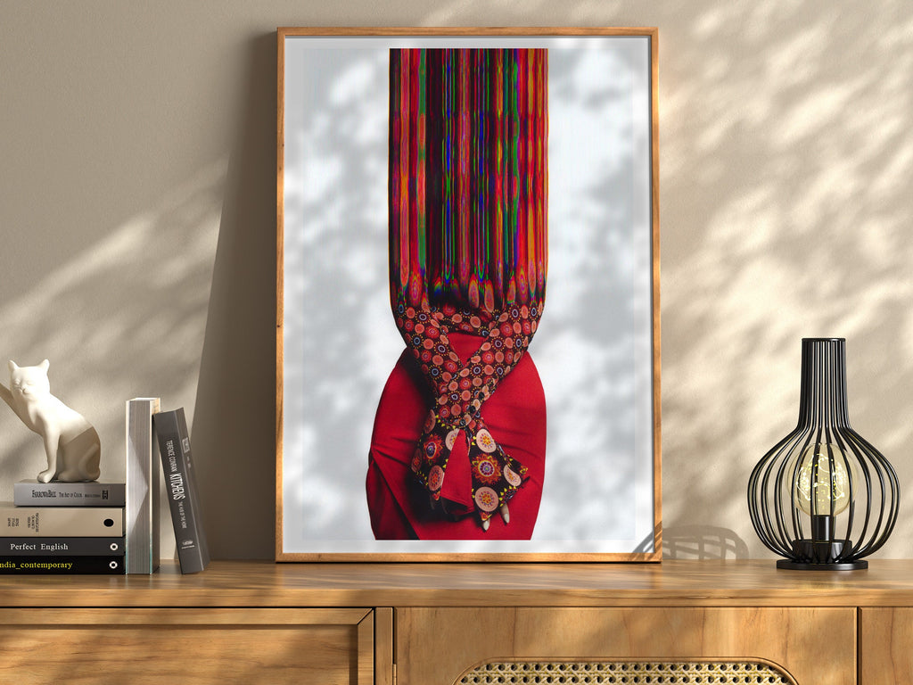 Vibrant Abstract Fashion Portrait Wall Art - Surreal Colorful Glitch Aesthetic for Modern Home Decor | Untitled (134) Giclée Print