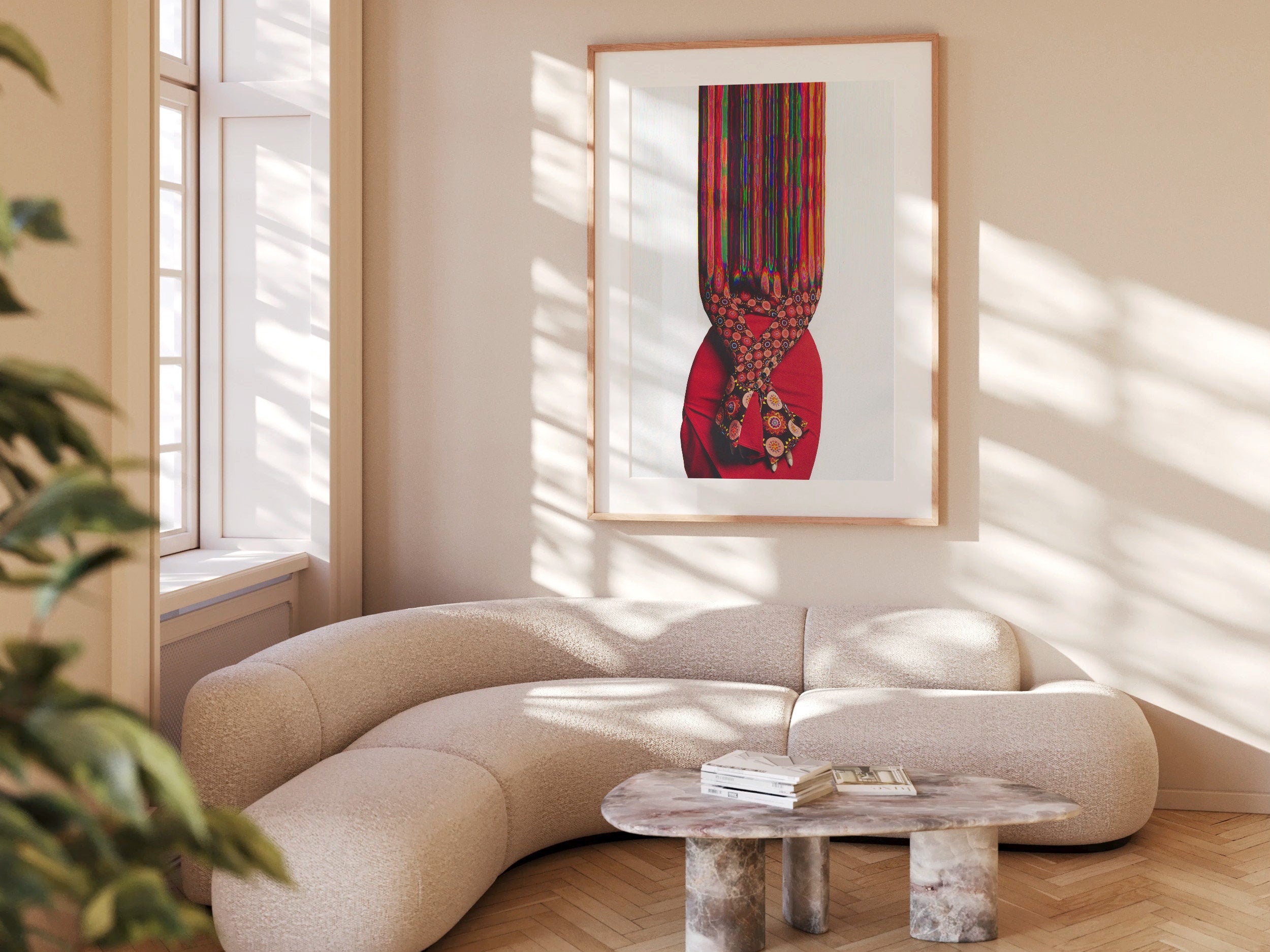 Vibrant Abstract Fashion Portrait Wall Art - Surreal Colorful Glitch Aesthetic for Modern Home Decor | Untitled (134) Giclée Print