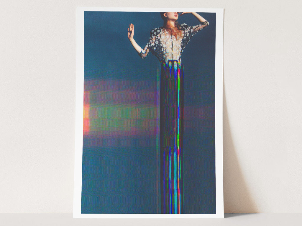 Surreal Altered Fashion Portrait Wall Art - Colorful Glitch Aesthetic Decor for Home or Office | Untitled (137) Giclée Print