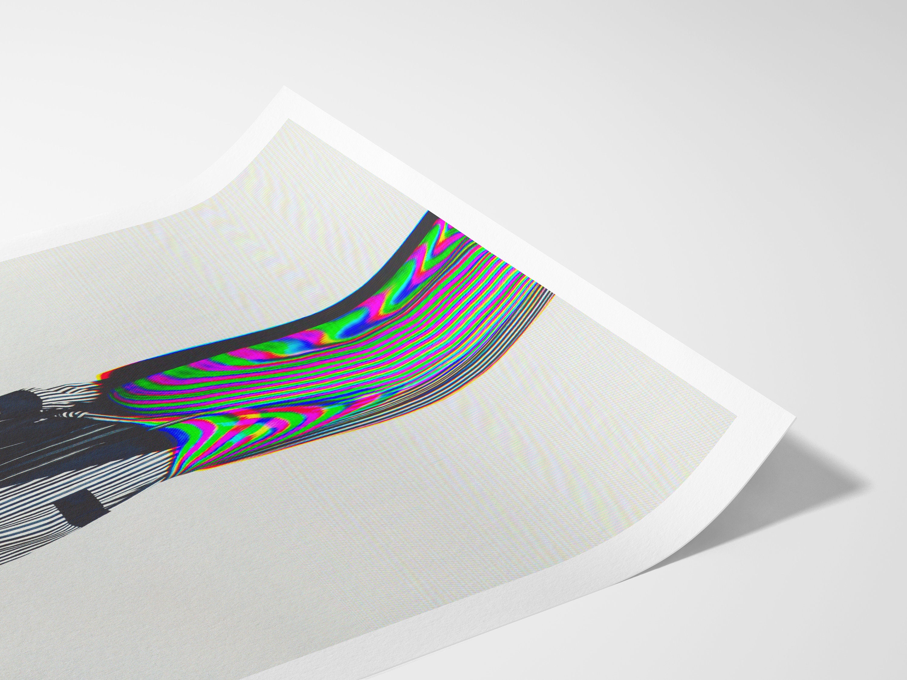 Psychedelic Striped Fashion Portrait - Unique Abstract Wall Art for Contemporary Home Decor | Untitled (138) Giclée Print