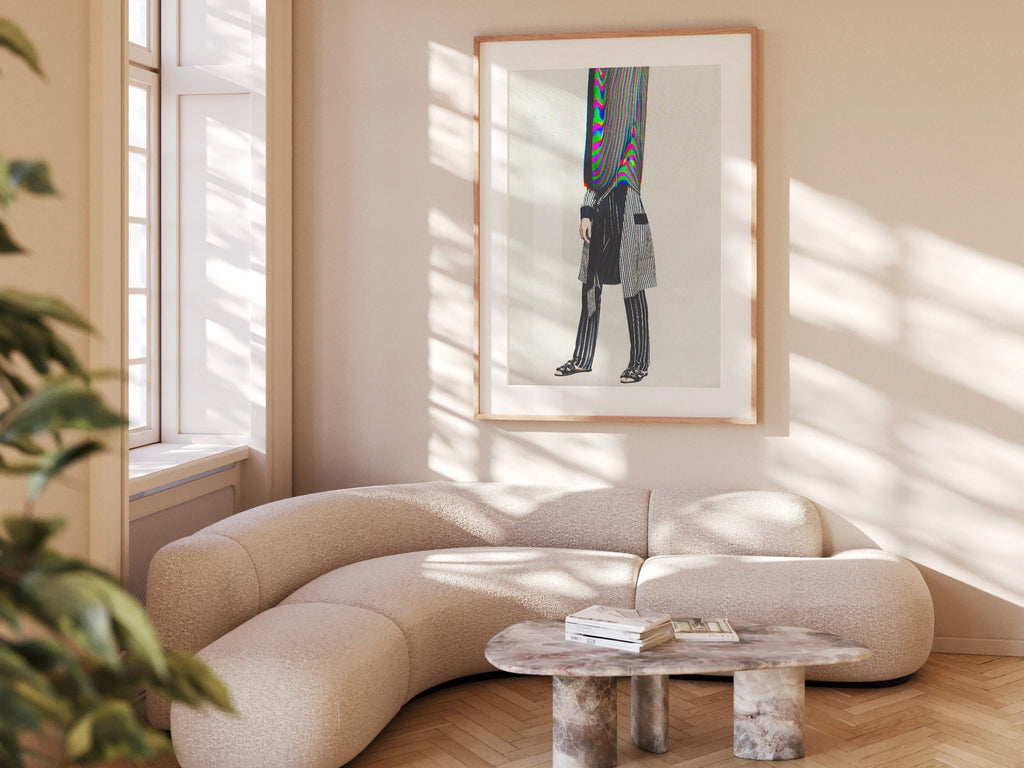 Psychedelic Striped Fashion Portrait - Unique Abstract Wall Art for Contemporary Home Decor | Untitled (138) Giclée Print