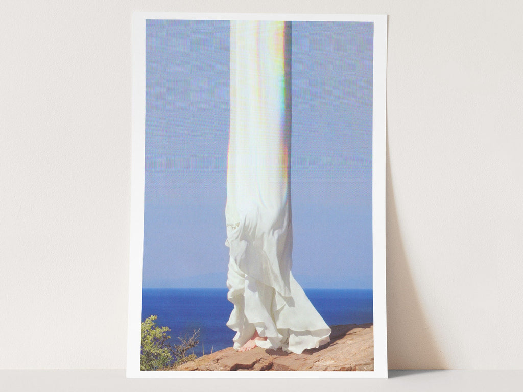 Ethereal Draped Fabric Against Coastal Horizon - Serene Abstract Wall Art for Contemporary Home Decor | Untitled (139) Giclée Print