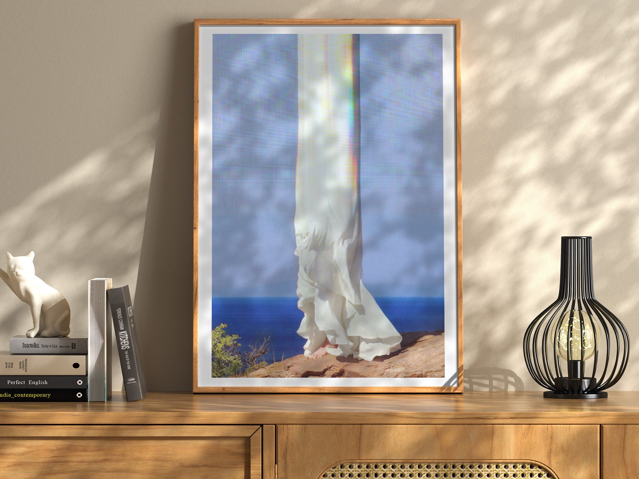 Ethereal Draped Fabric Against Coastal Horizon - Serene Abstract Wall Art for Contemporary Home Decor | Untitled (139) Giclée Print