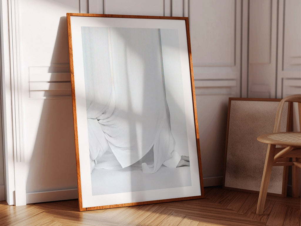 Ethereal White Drapery Abstract Art Print - Minimalist Aesthetic for Modern Home Decor and Tranquil Spaces | Untitled (140) Giclée Print