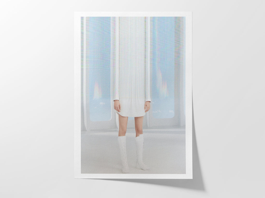 Ethereal White Fashion Portrait - Surreal Minimalist Artwork for Contemporary Home Decor and Living Spaces | Untitled (144) Giclée Print