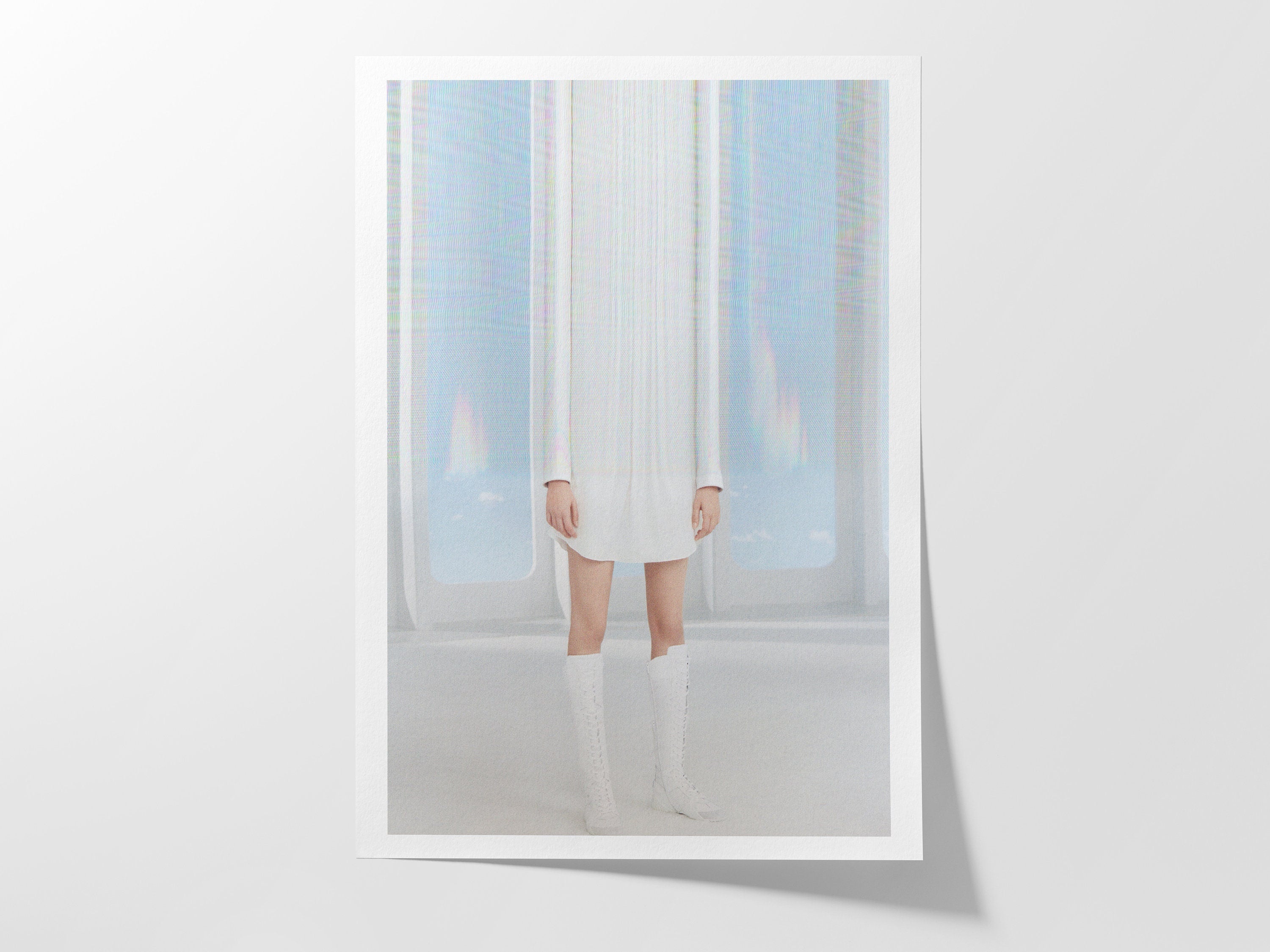 Ethereal White Fashion Portrait - Surreal Minimalist Artwork for Contemporary Home Decor and Living Spaces | Untitled (144) Giclée Print